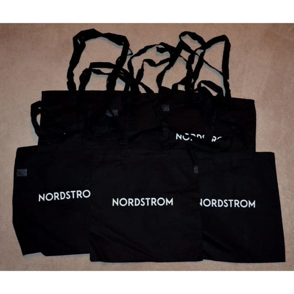 Lot of 10 Nordstrom Shopping Gifting Bags Mix of Paper Plastic Cloth Black White